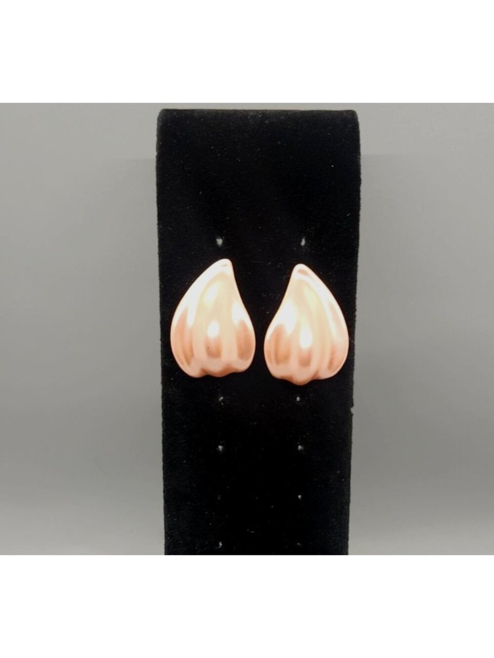 Vintage Gold-Toned Teardrop Post Earrings With Glossy Finish